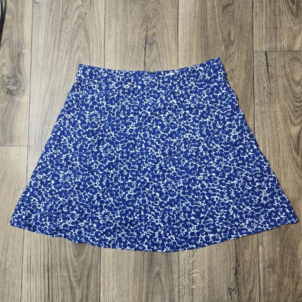 NWT Marine Layer Bonnie Mini Skirt‎ 14 Back Zip Closure White Blue Ditsy Floral